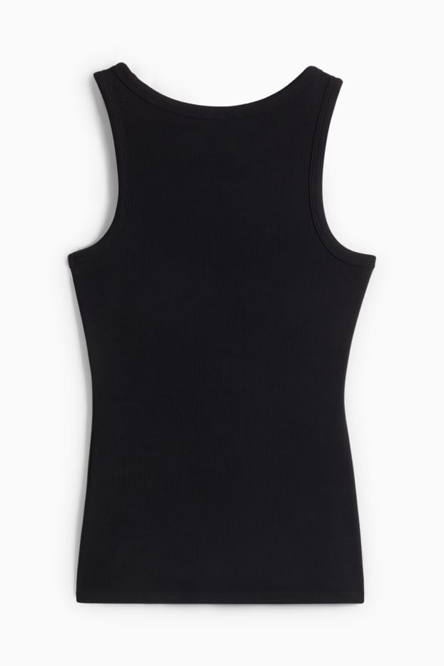 Damen - Still-Top - gerippt - schwarz