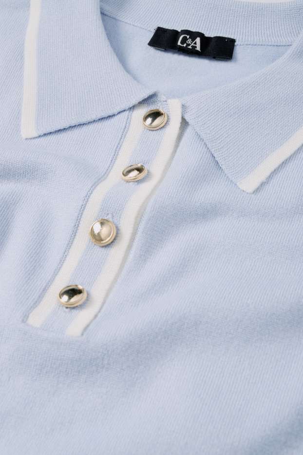 Damen - Strickpullover - kurzarm - hellblau