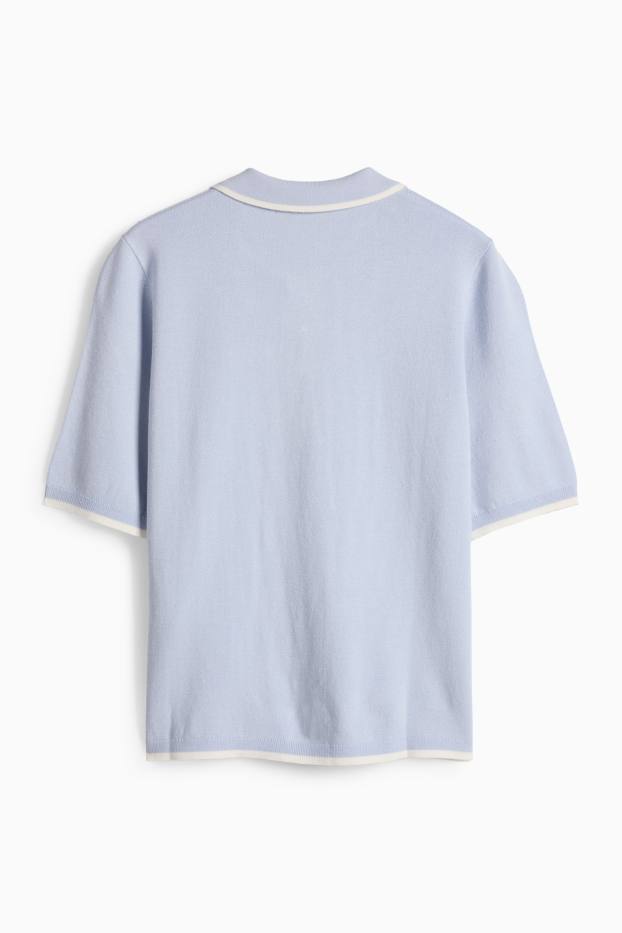 Damen - Strickpullover - kurzarm - hellblau