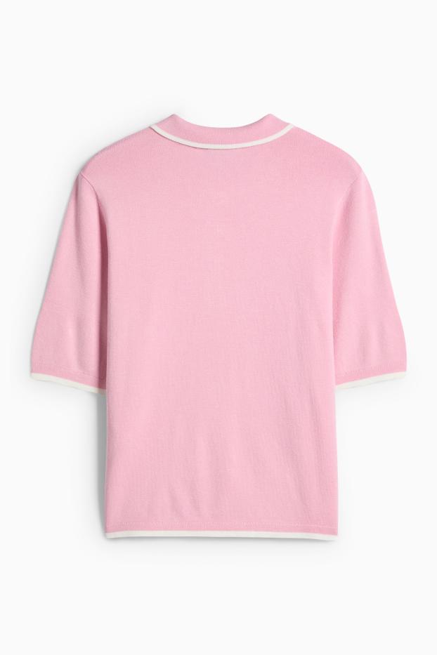 Femmes - Pull en maille - manches courtes - rose