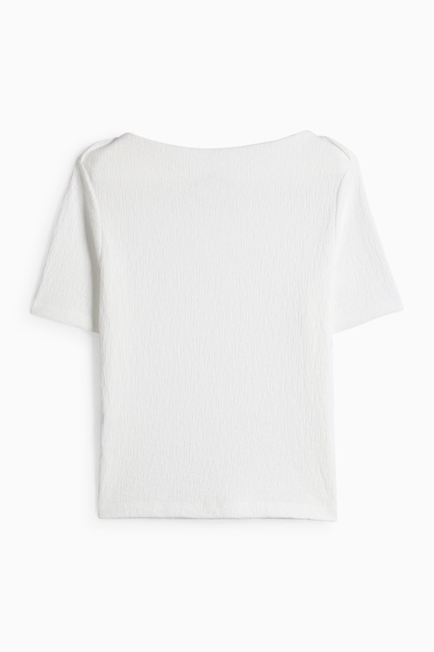 Women - T-shirt - regular fit - textured - white