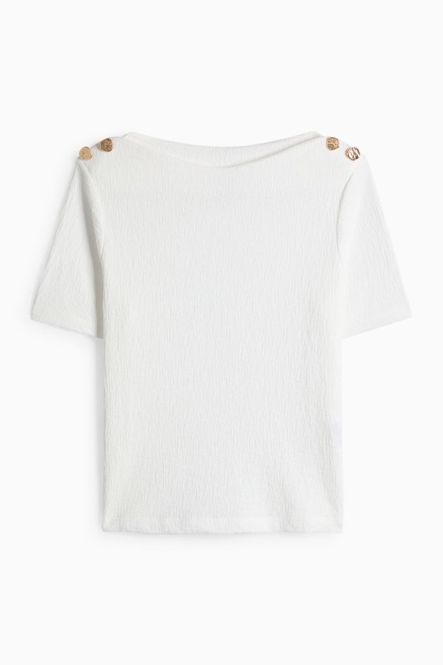 Women - T-shirt - regular fit - textured - white