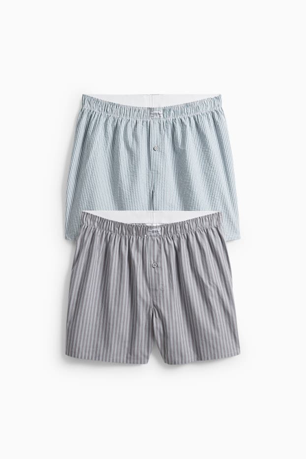 Hommes - Lot de 2 - caleçons - tissés - bleu / gris