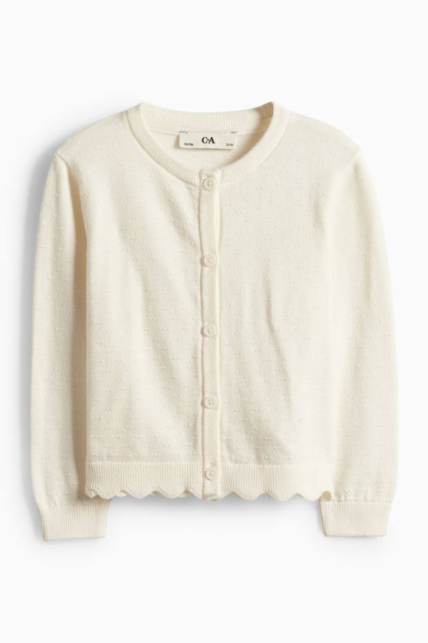 Děti - dívky - Pletený kardigan - strukturovaný - krémově bílá