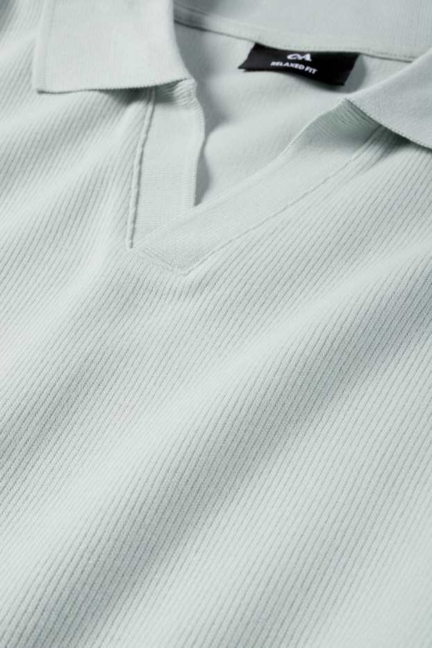 Bărbați - Tricou polo din tricot - relaxed fit - reiat - verde mentă