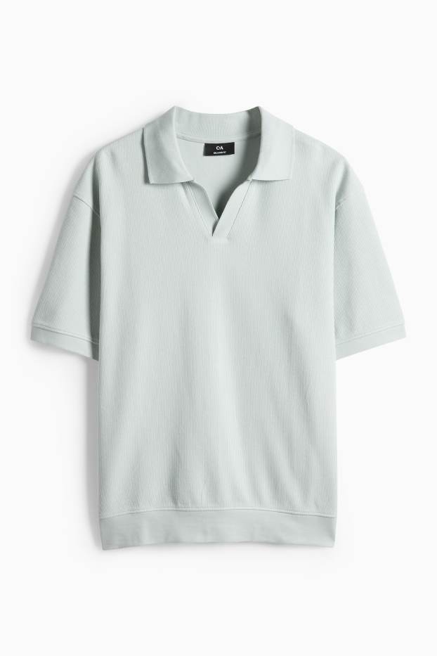 Bărbați - Tricou polo din tricot - relaxed fit - reiat - verde mentă