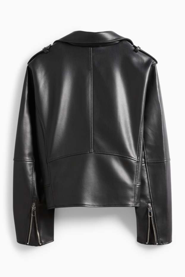 Women - Biker jacket - faux leather - black