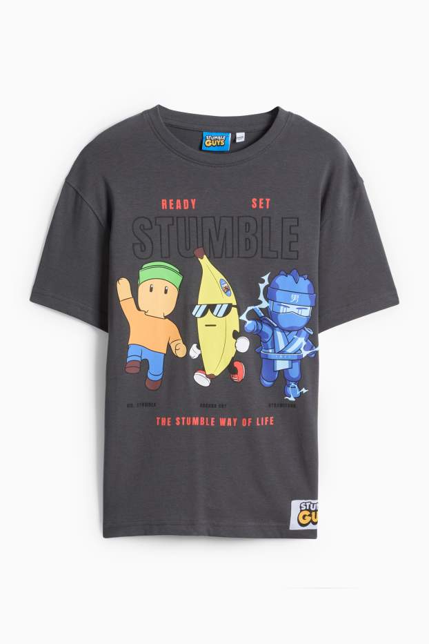 Děti - chlapci - Stumble Guys - tričko s krátkým rukávem - tmavošedá