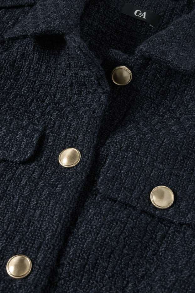 Femmes - Blazer en finition bouclée - cintré - finition texture - bleu foncé