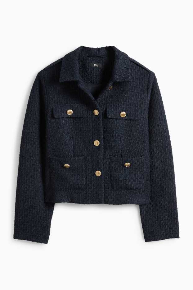 Femmes - Blazer en finition bouclée - cintré - finition texture - bleu foncé