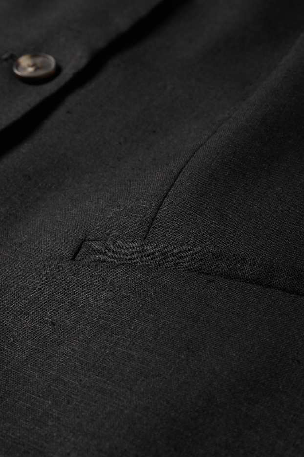 Damen - Business-Weste - tailliert - Leinen-Mix - schwarz