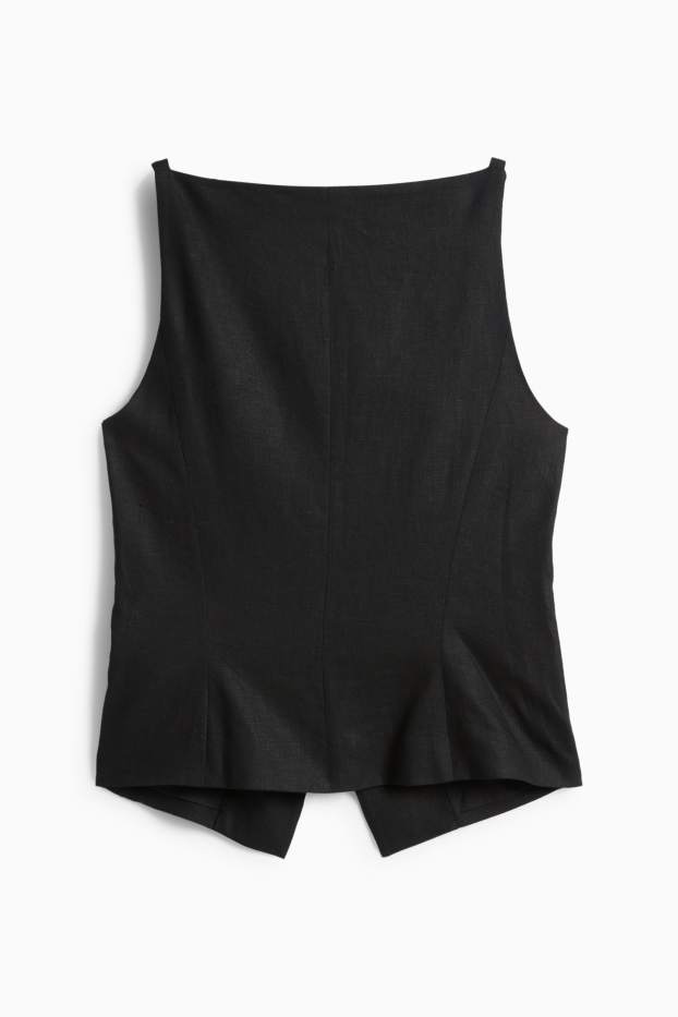 Damen - Business-Weste - tailliert - Leinen-Mix - schwarz