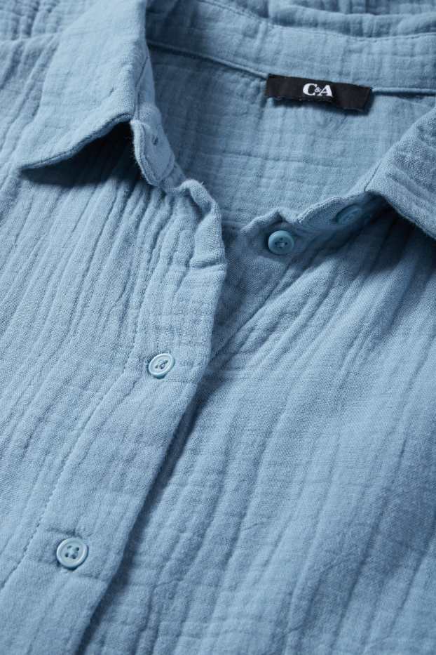 Femmes - Chemisier en gaze de coton - bleu