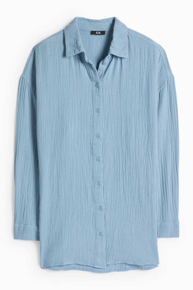 Femmes - Chemisier en gaze de coton - bleu