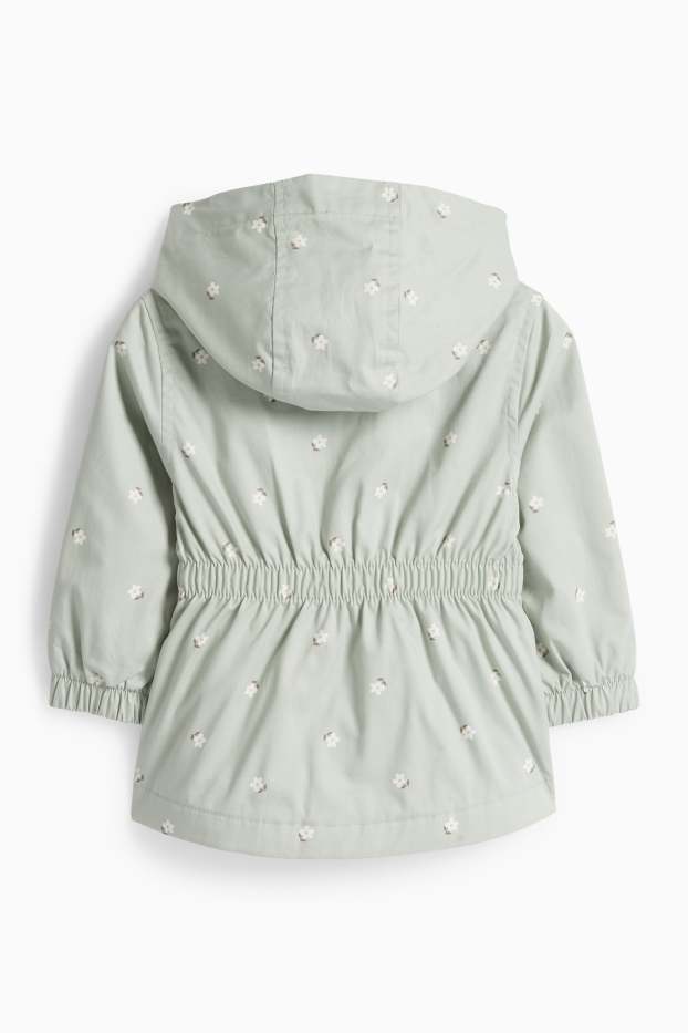 Nadó nena - Floretes - parca per a nadó amb caputxa - verd menta