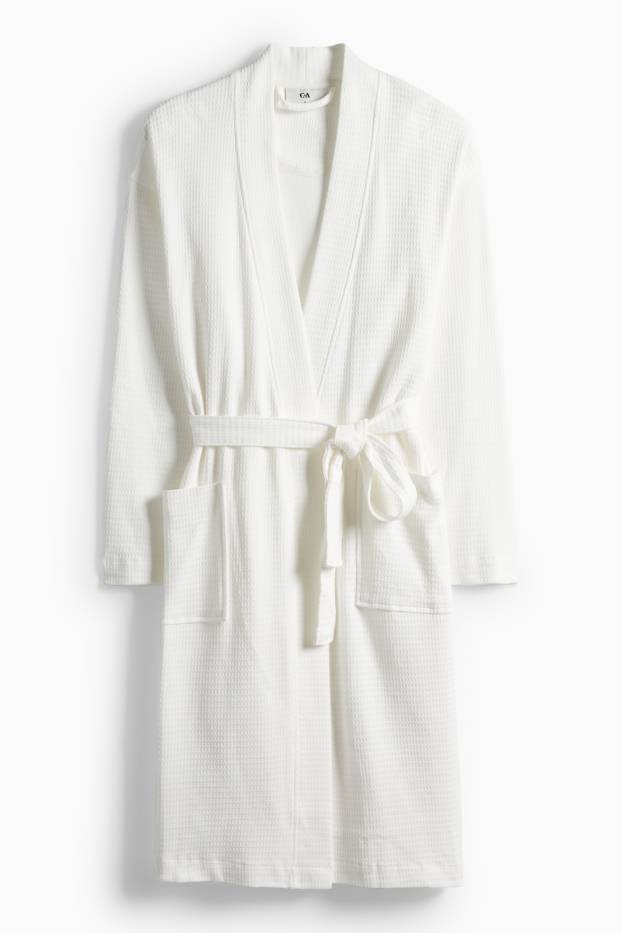 Damen - Bademantel - strukturiert - weiss