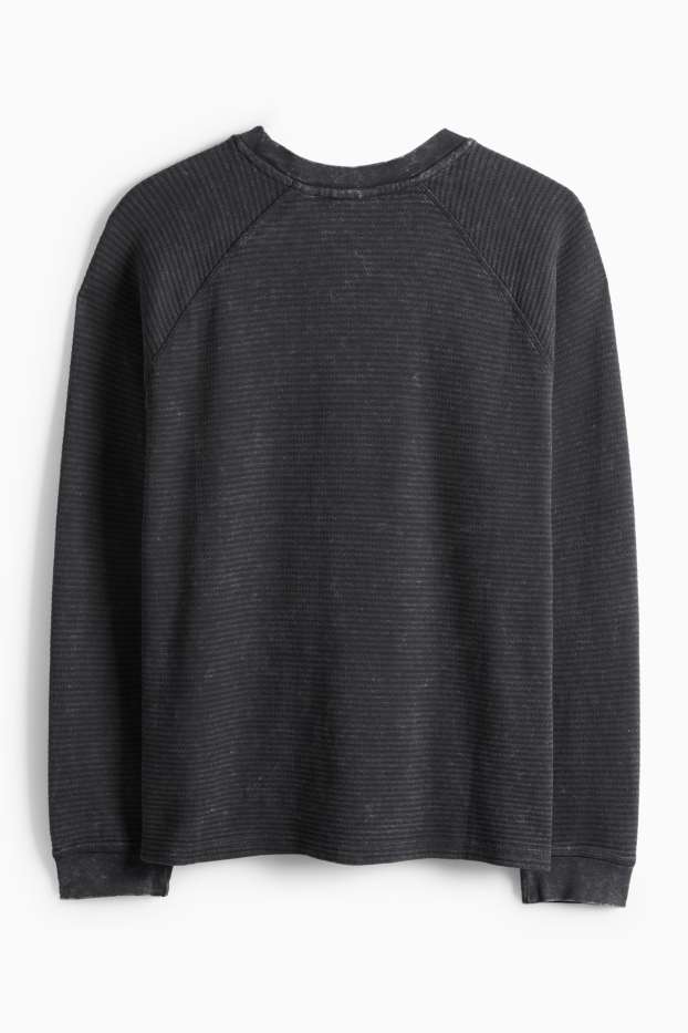 Hommes - Haut à manches longues - relaxed fit - finition texturée - noir