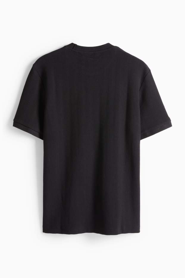 Herren - T-Shirt - Regular Fit - strukturiert - schwarz