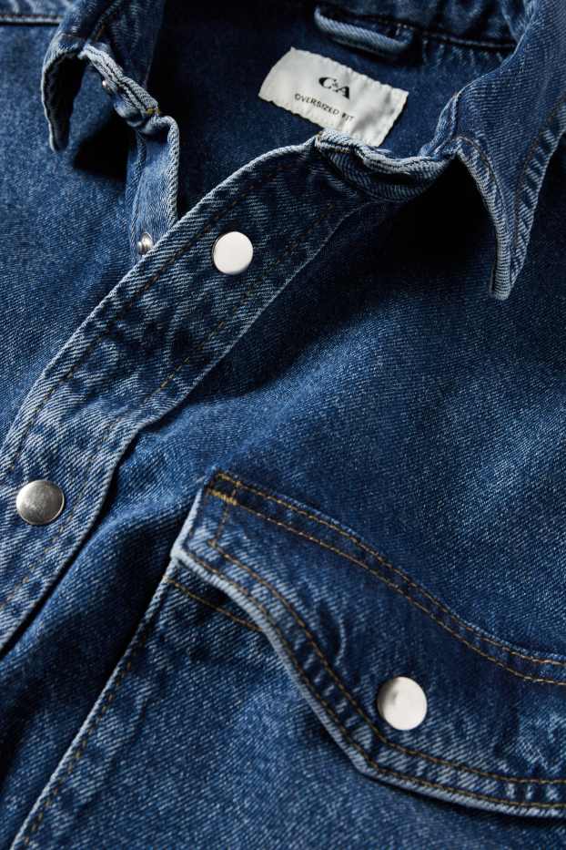 Hommes - Chemise en jean - Oversize - col kent - jean bleu