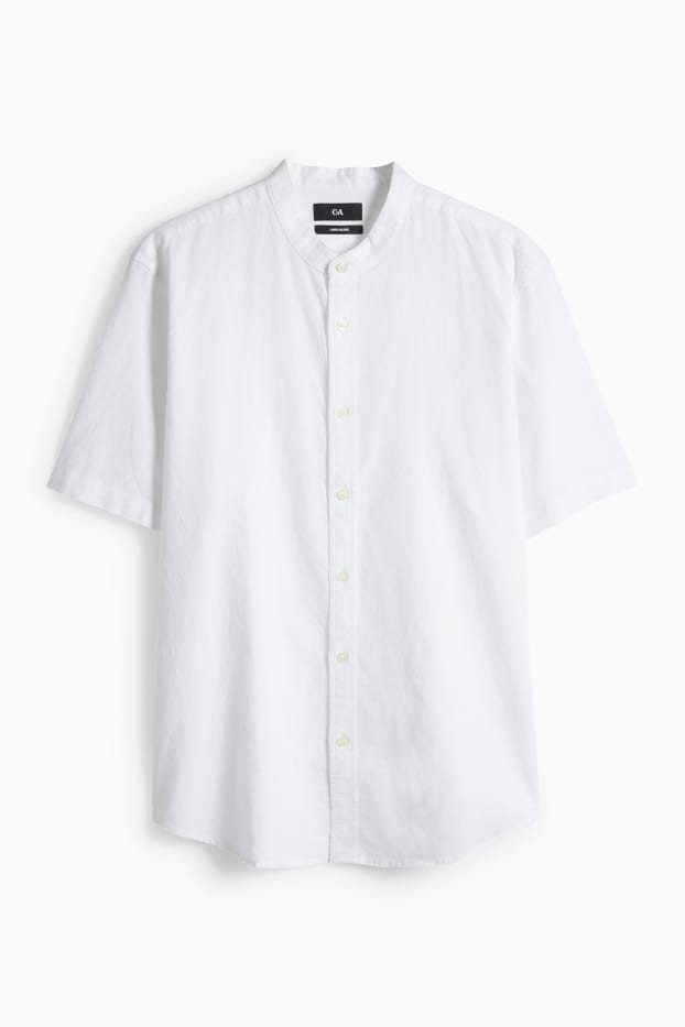 Bărbați - Cămașă - regular fit - guler drept - amestec de in - alb