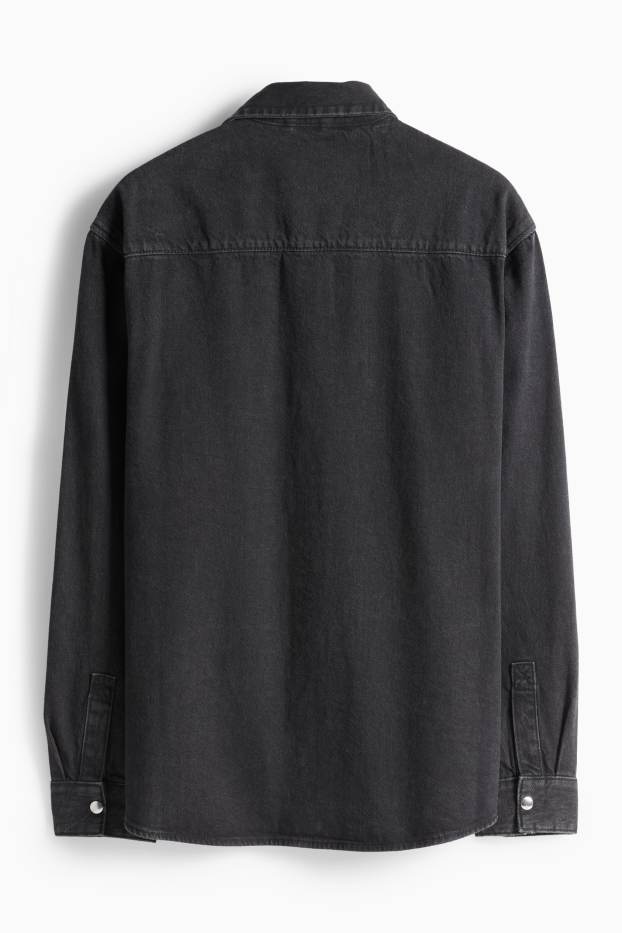 Hommes - Chemise en jean - Oversize - col kent - jean gris foncé