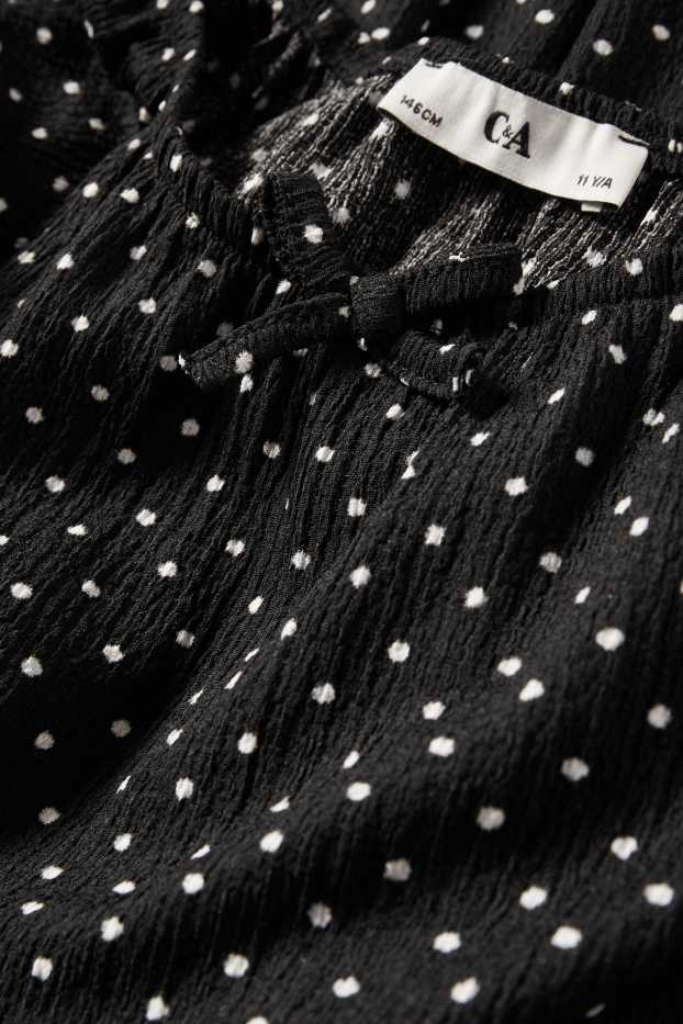 Kinder Mädchen - Kleid - gepunktet - grün-melange