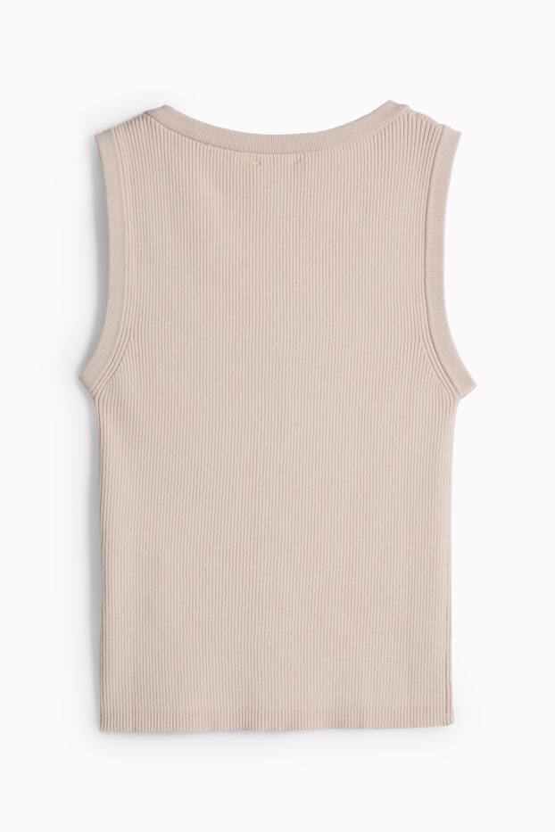 Femmes - Haut - finition côtelée - beige