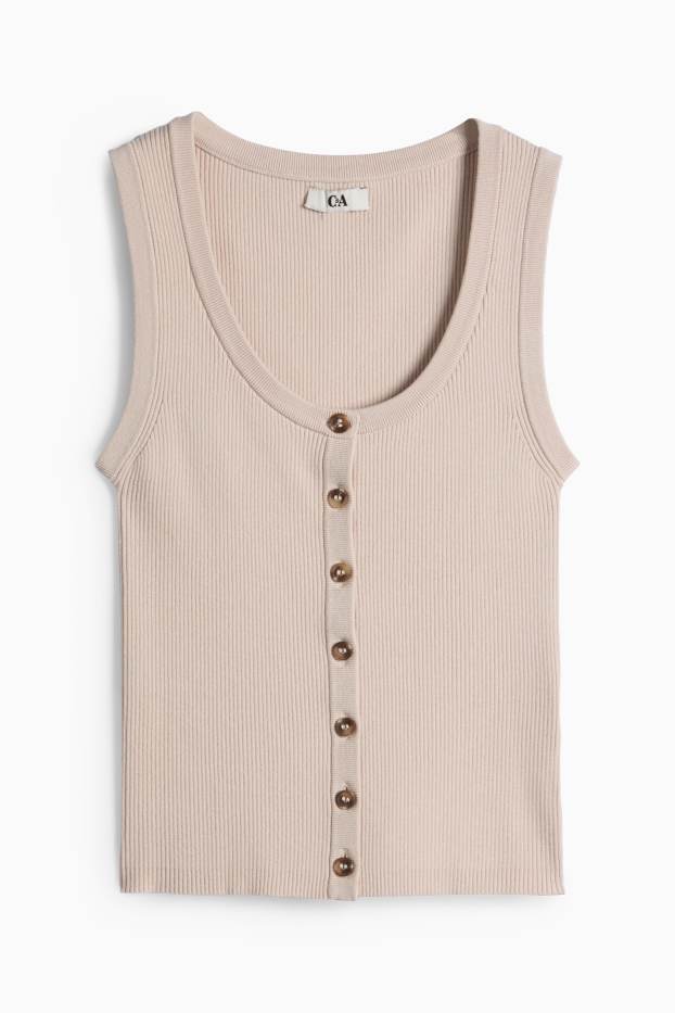 Femmes - Haut - finition côtelée - beige