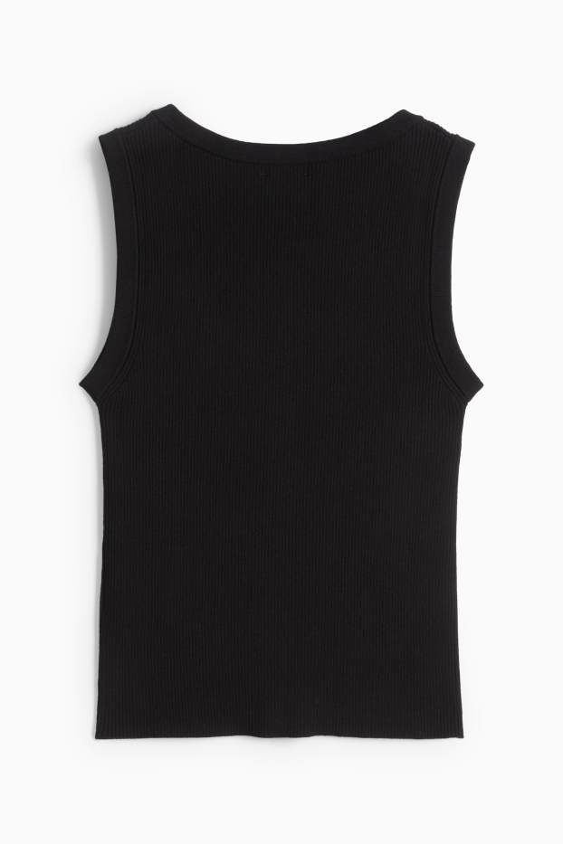 Femmes - Haut - finition côtelée - noir