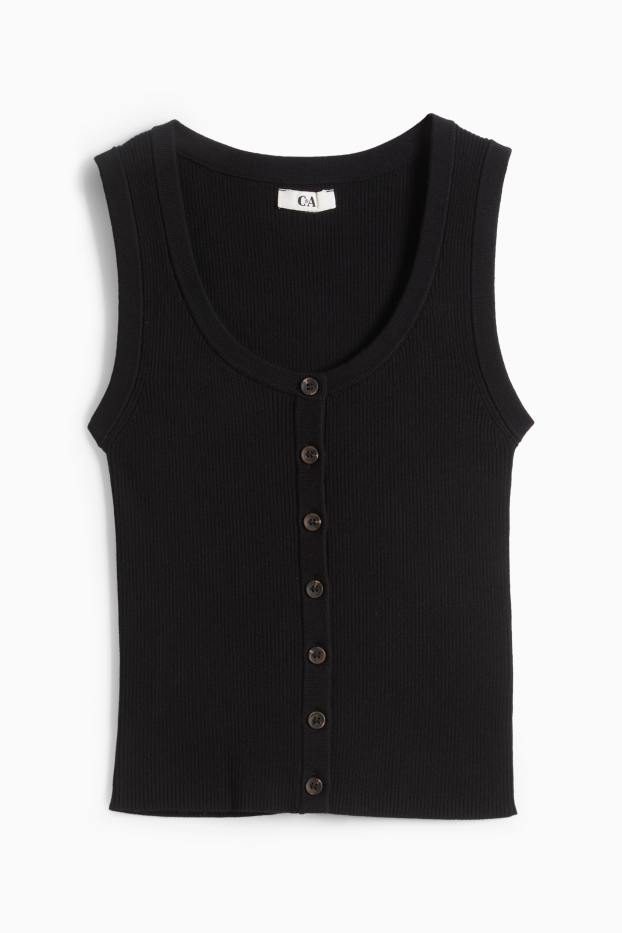 Femmes - Haut - finition côtelée - noir