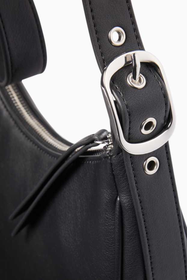 Damen - Schultertasche - Lederimitat - schwarz