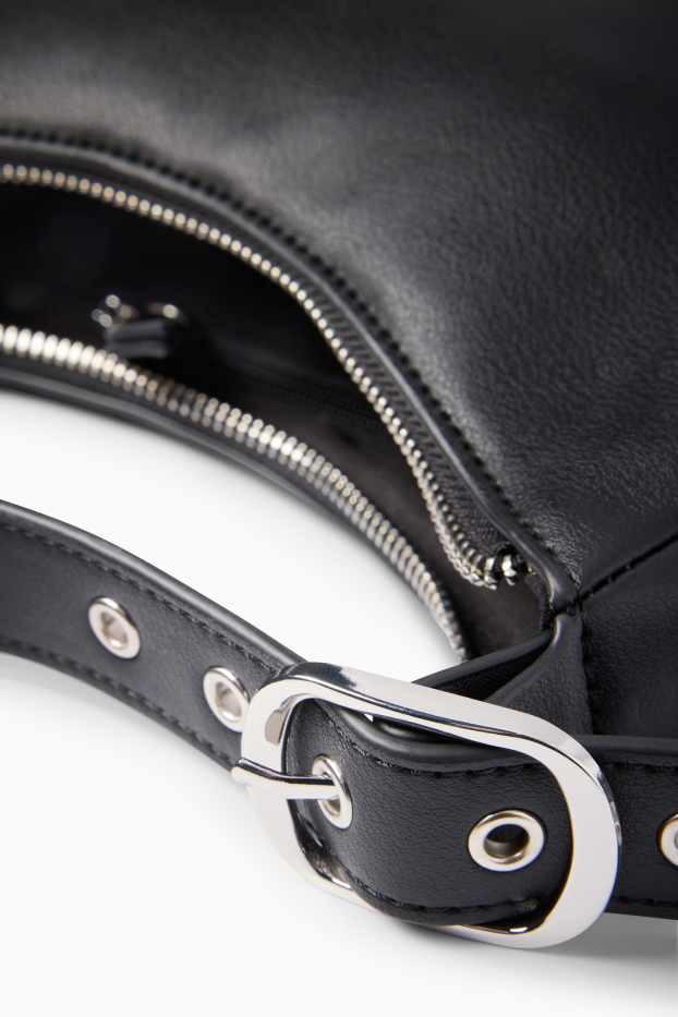 Damen - Schultertasche - Lederimitat - schwarz