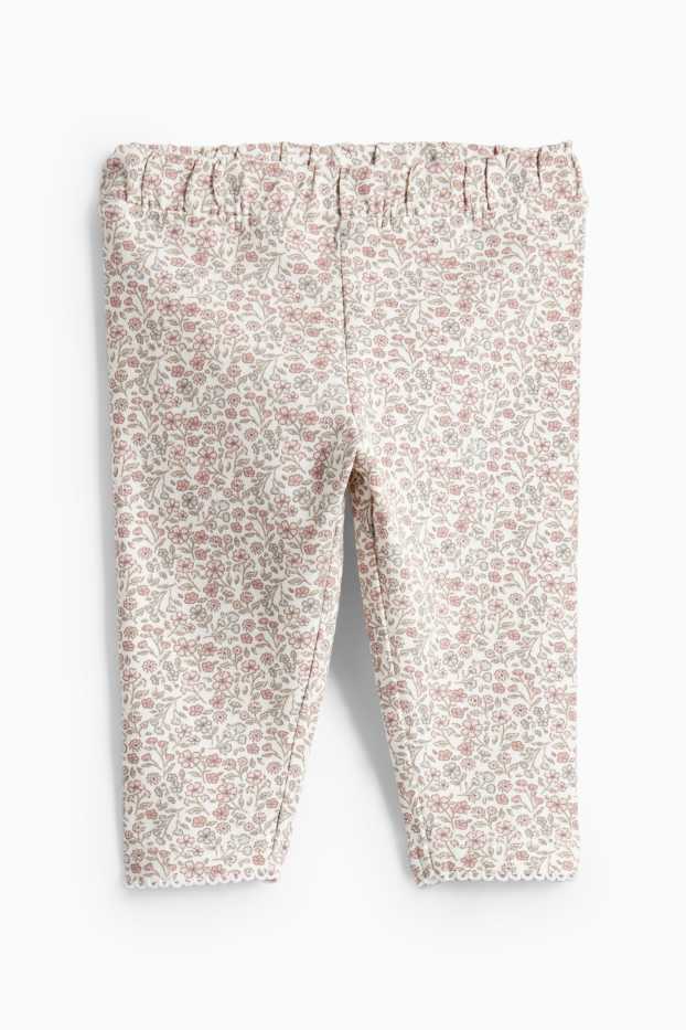 Baby: meisjes - Bloemetjes - babyoutfit - 2-delig - crème wit