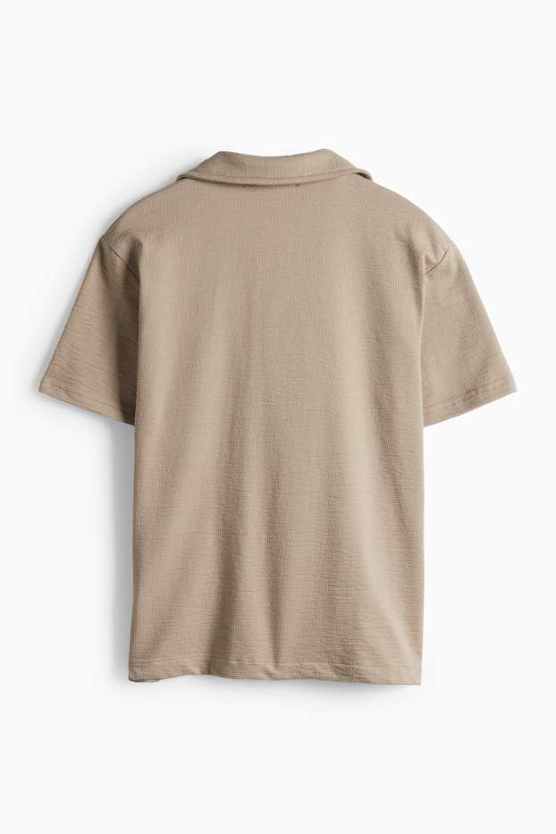 Kinder Buben - Hemd - strukturiert - taupe