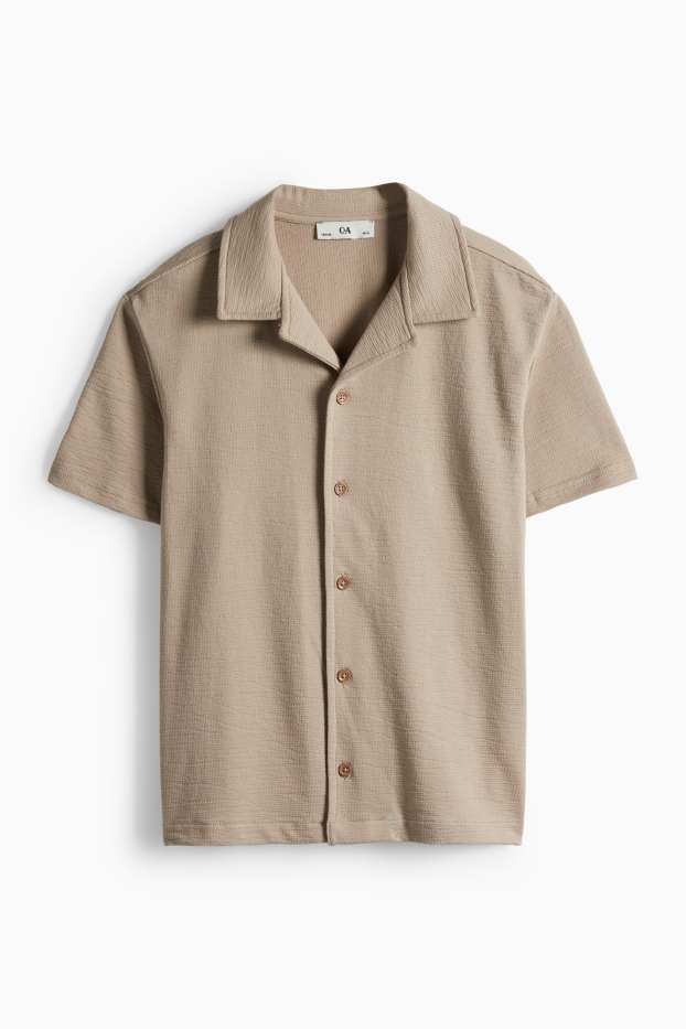 Kinder Buben - Hemd - strukturiert - taupe