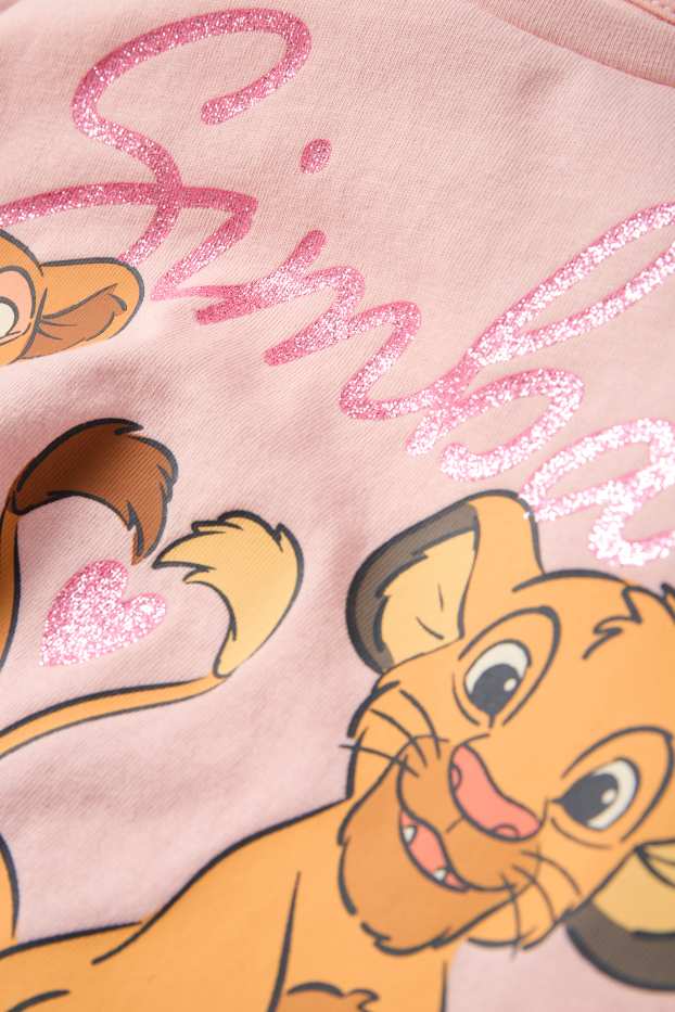 Děti - dívky - Lví král - tričko s krátkým rukávem s detaily uzlů - růžová