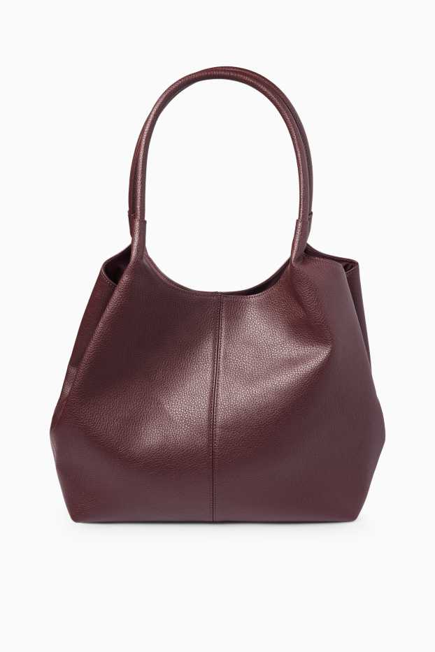 Women - Large shopper - faux leather - bordeaux
