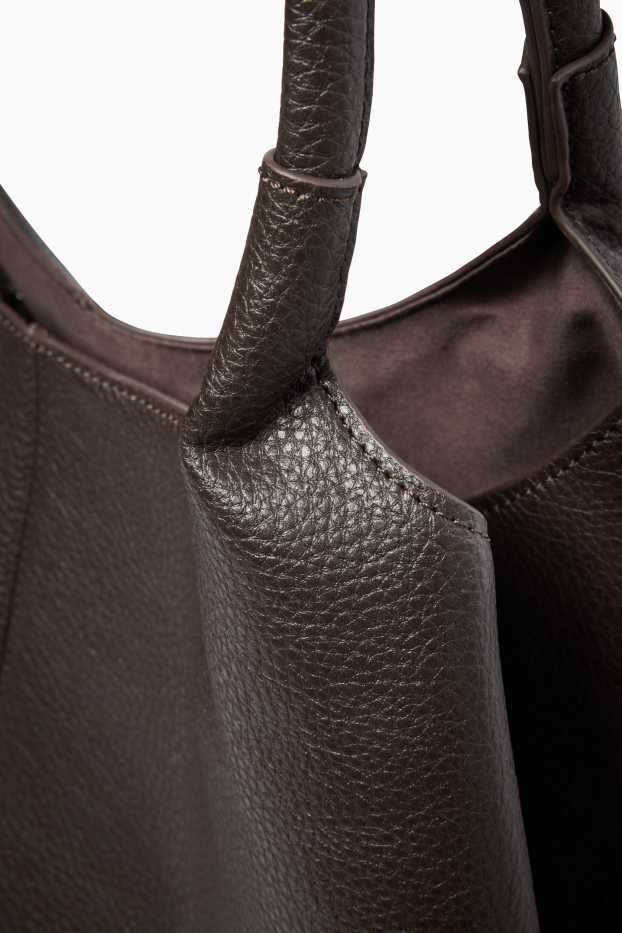 Women - Large shopper - faux leather - dark brown