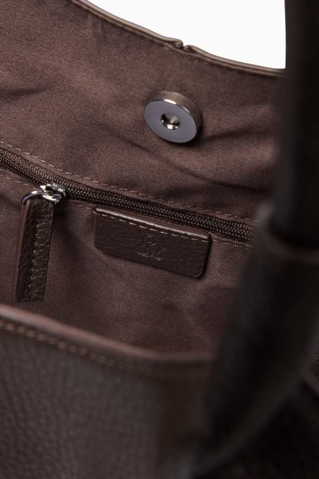 Women - Large shopper - faux leather - dark brown