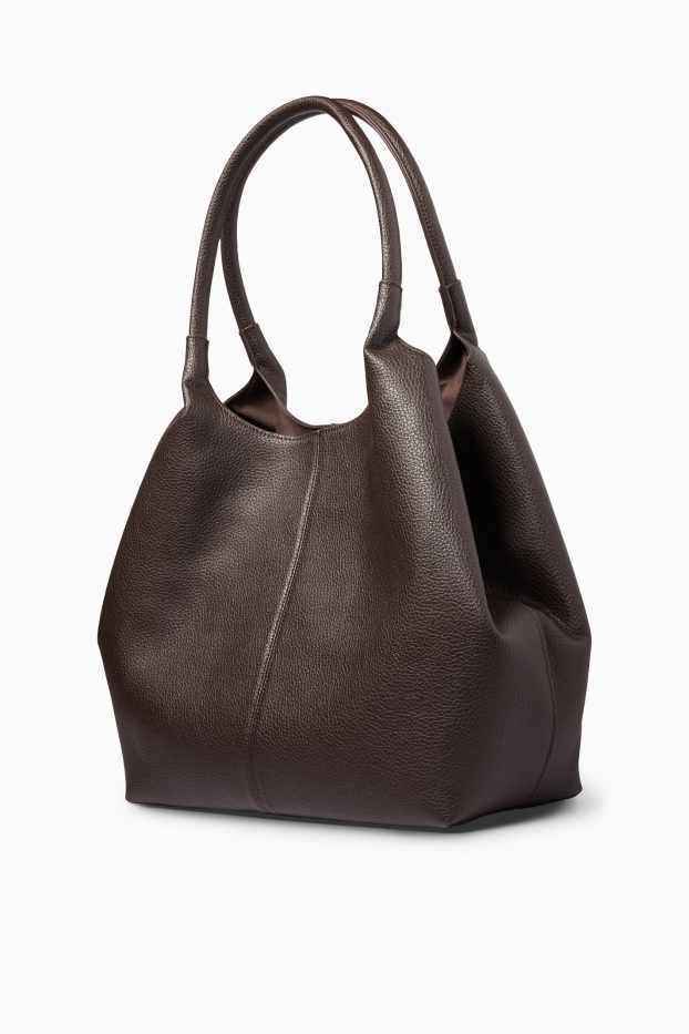 Women - Large shopper - faux leather - dark brown