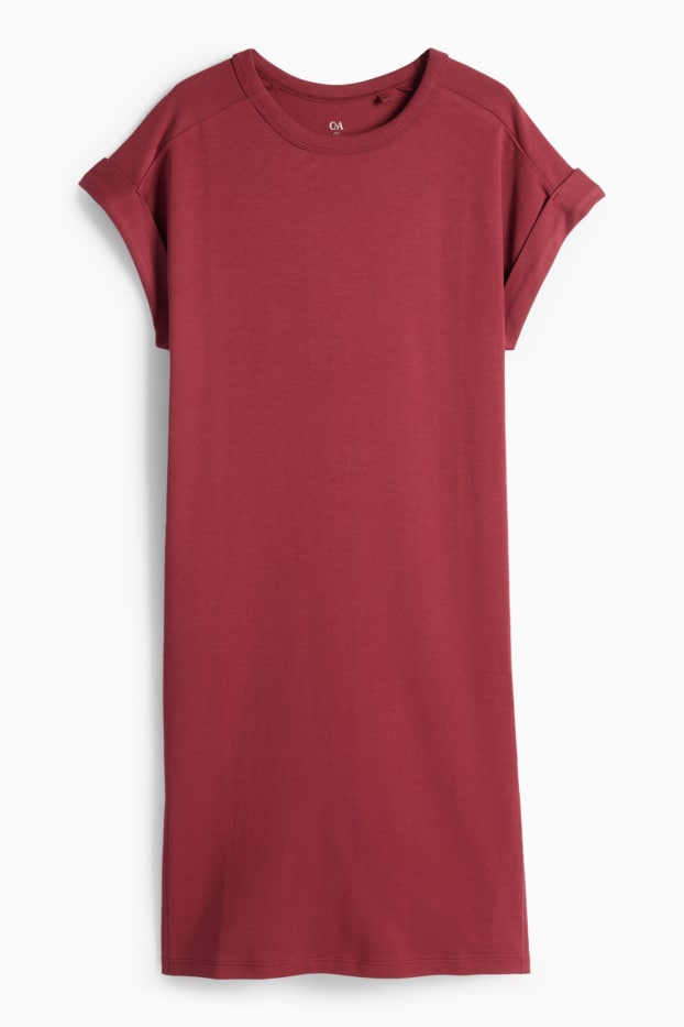 Femmes - Robe-T-shirt - rouge foncé