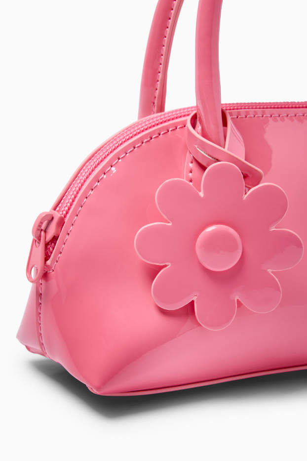 Kinder Mädchen - Blume - Lack-Tasche - Lederimitat - pink