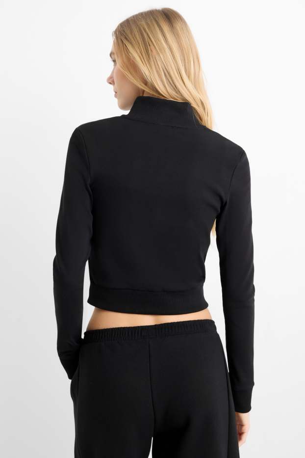 Damen - Crop Sweatjacke - schwarz