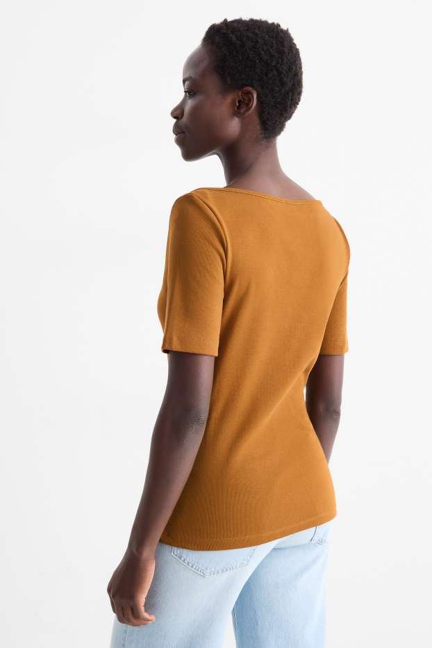 Femei - Tricou - regular fit - reiat - maro deschis