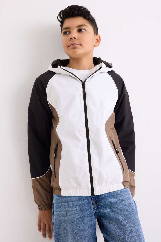 Enfants garçons - Veste à capuche - marron / blanc crème