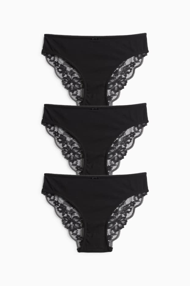 Donna - Confezione da 3 - slip - nero
