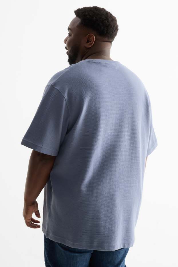 Herren - T-Shirt - Relaxed Fit - gerippt - blau