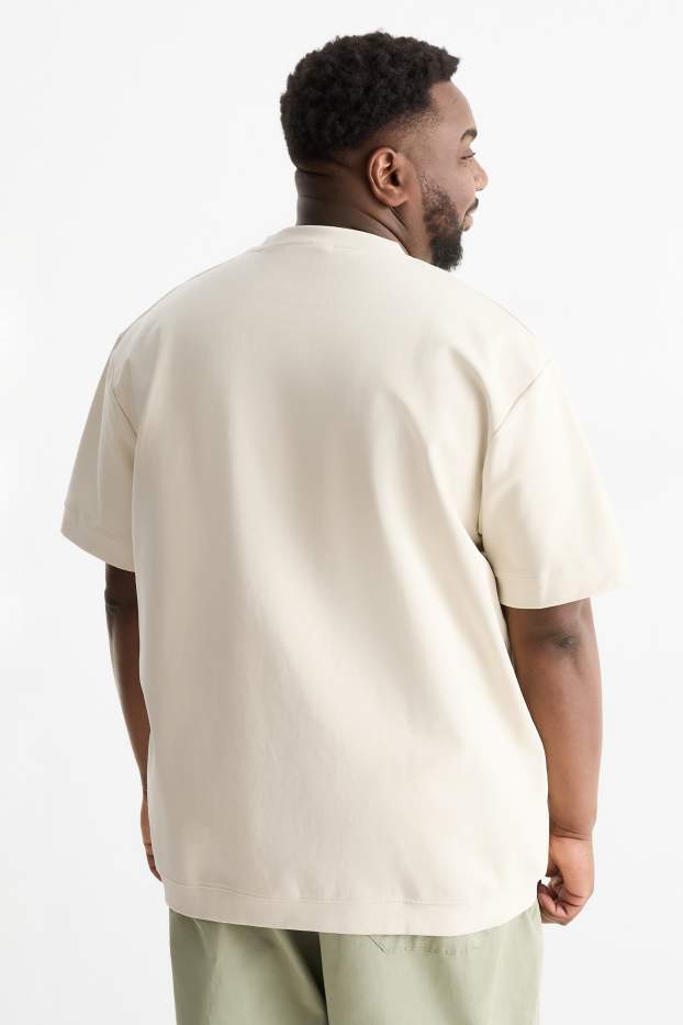 Heren - T-shirt - relaxed fit - licht beige