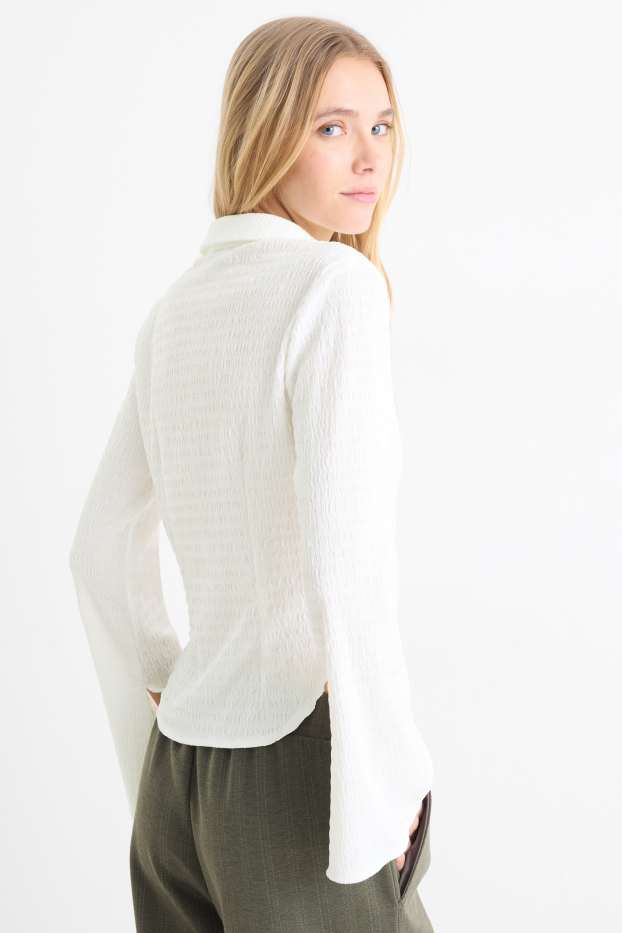 Donna - Camicetta - arricciature - bianco