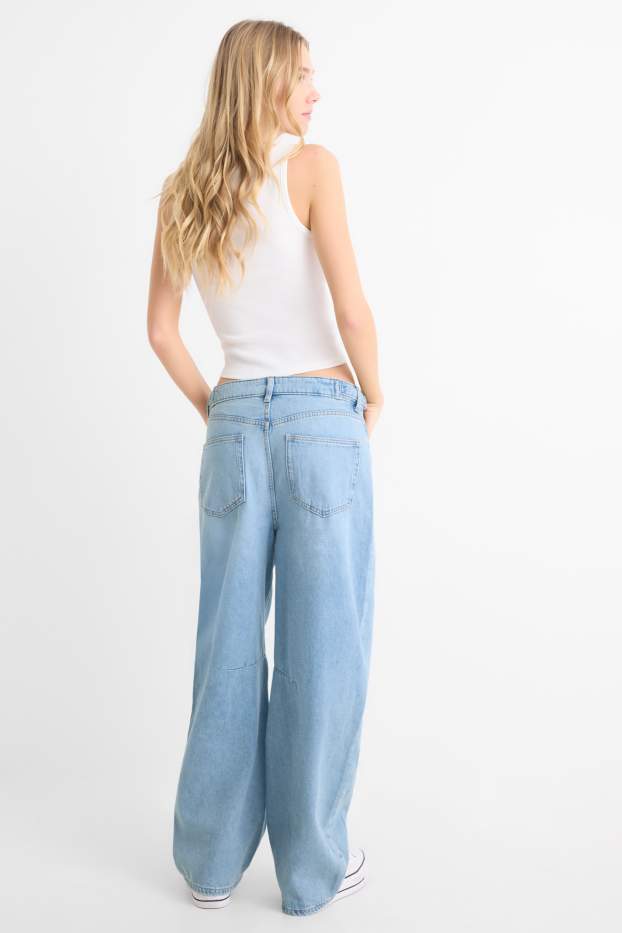 Damen - Balloon Jeans - Mid Waist - helljeansblau